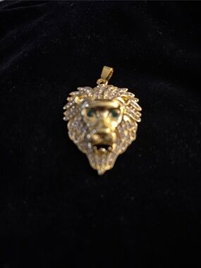 Gold Lion Head Pendant Necklace - Men Accessories Jewelry